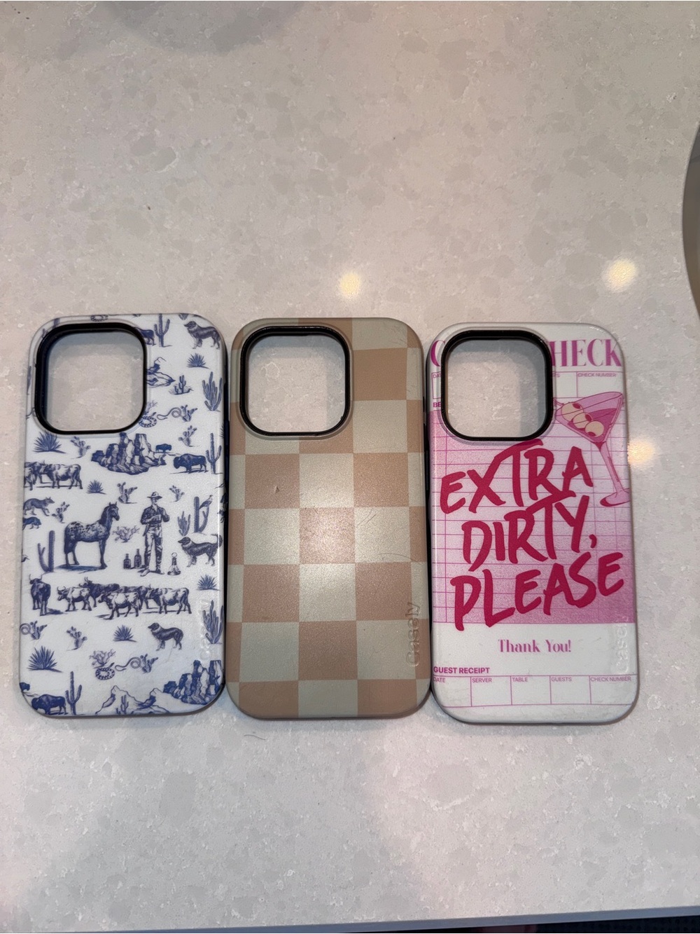 Stylish Protective Phone Case Set — Blue White, Gold Beige, Pink White